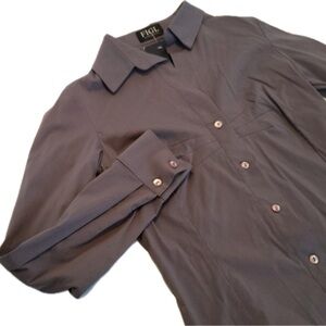 Figl Button Down Dress Shirt Womens S Gray Long Sleeve Career Office Poland NWT